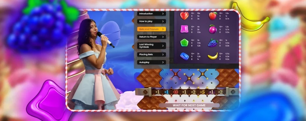 sweet bonanza candyland - the presenter demonstrates the symbols of the slot